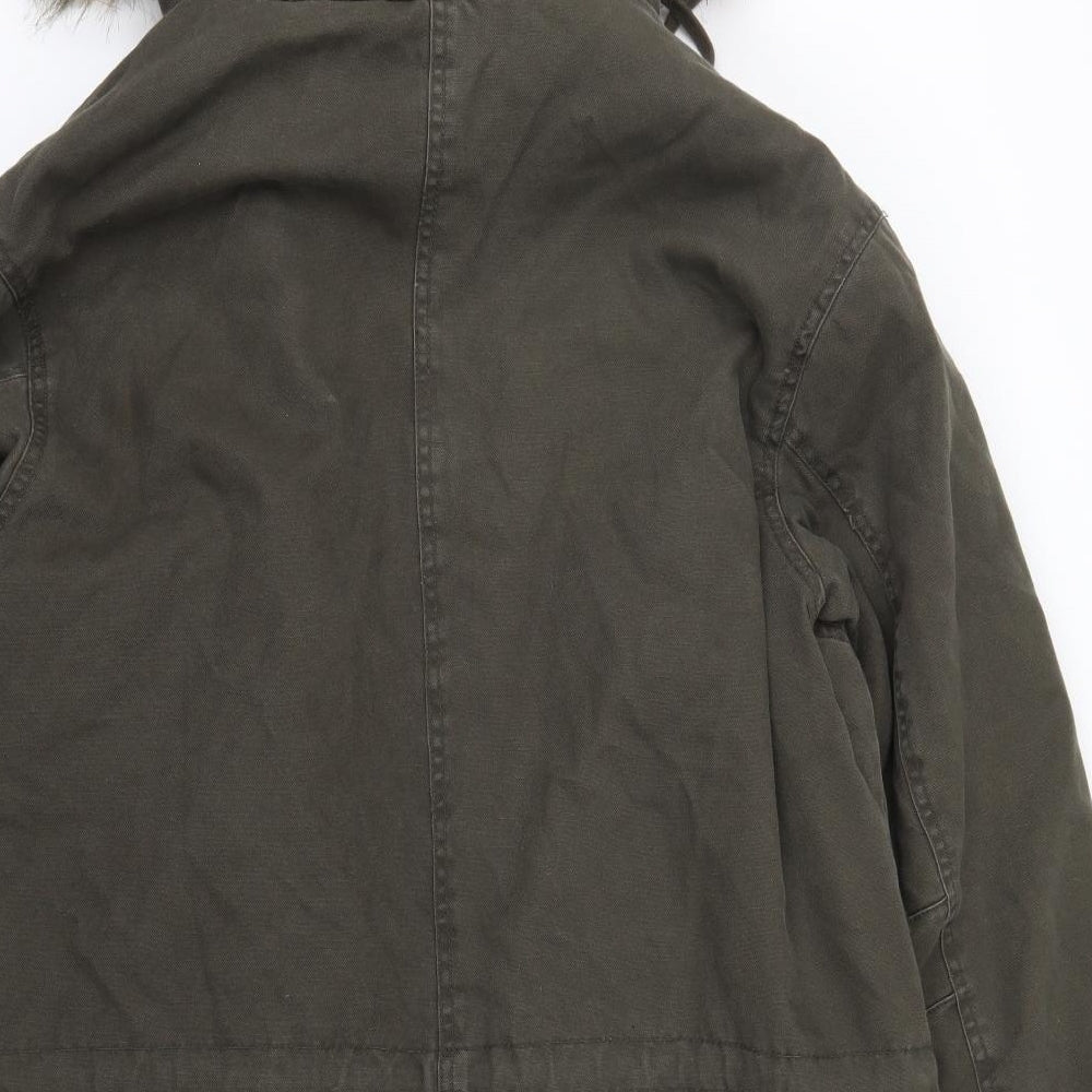 H&M Womens Green Overcoat Coat Size M