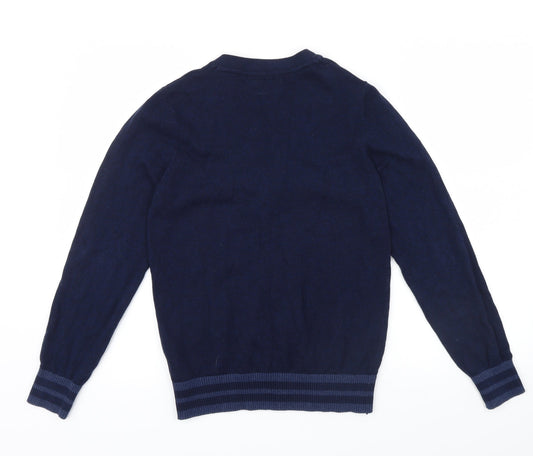 NEXT Girls Blue Colourblock Cardigan Jumper Size 10-11 Years