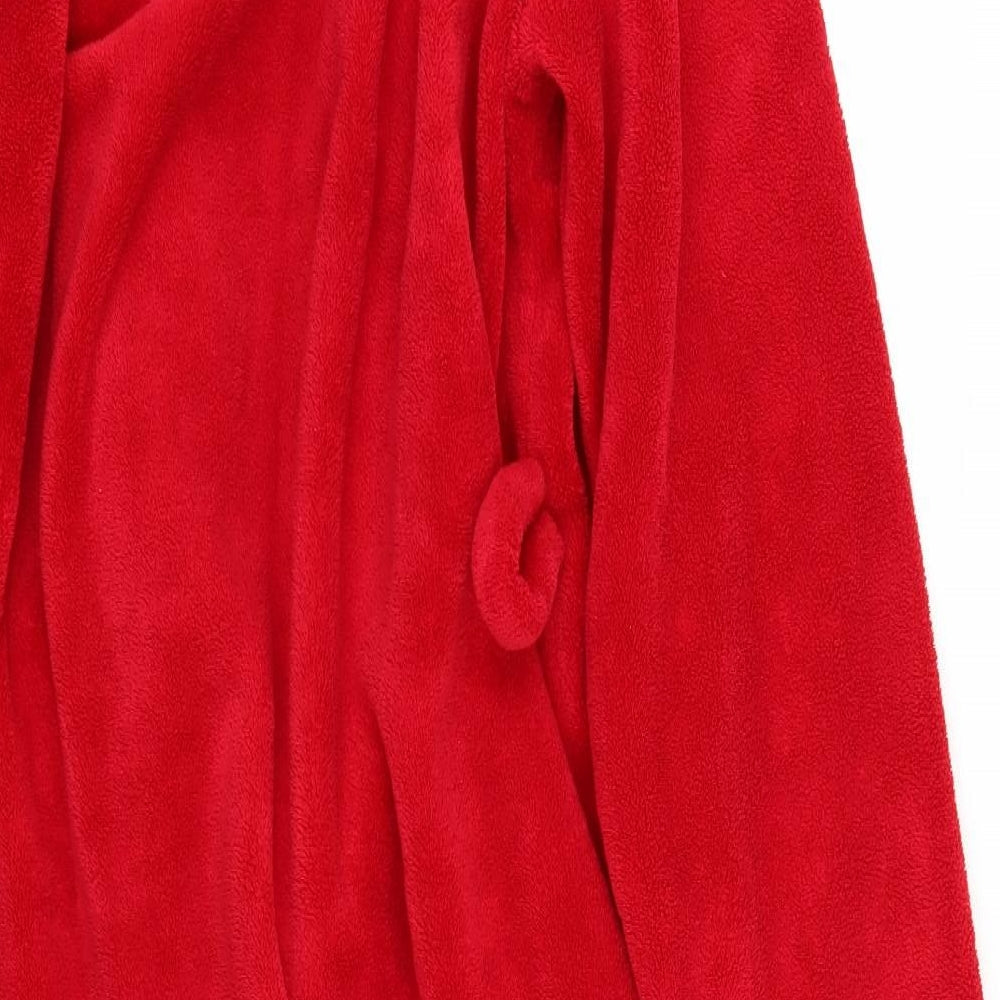 Brand and care label for Presence women’s red kimono gown, size UK 8