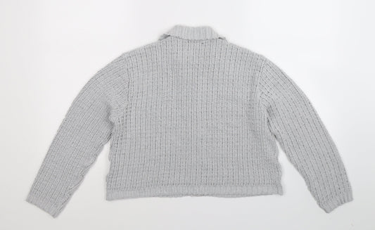 A Wear Womens Grey Knit Cardigan Jumper Size M