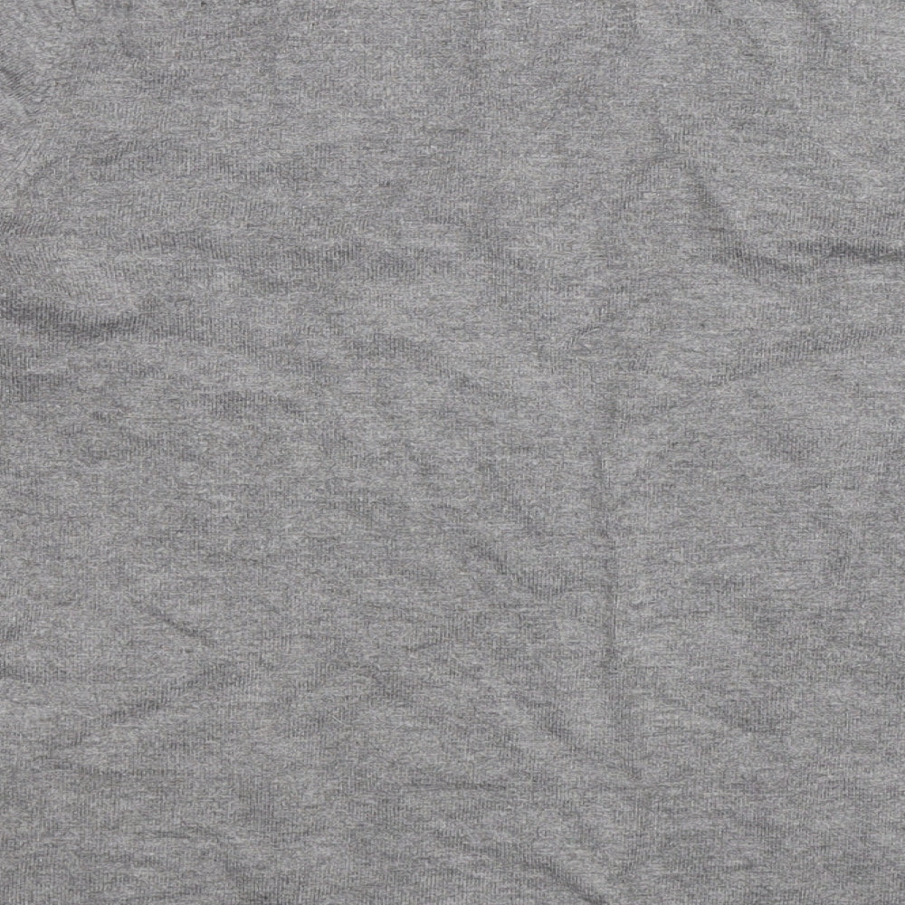 Brand and care label for Preworn women’s grey knit jumper, size L