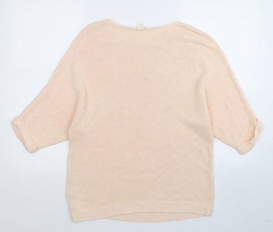 H&M Womens Beige Knit Pullover Jumper Size M