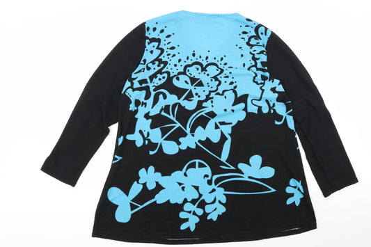 Christy Womens Black Floral Pullover Jumper Size L