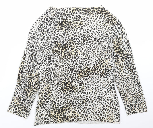 Select Womens White Animal Print Cardigan Jumper Size 10