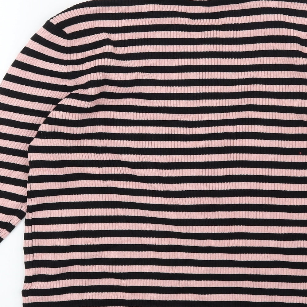 Brand and care label for Red Herring women’s pink striped jumper, size UK 14