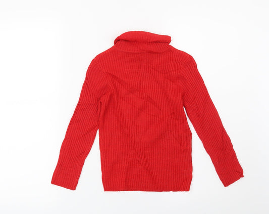 TU Girls Red Striped Pullover Jumper Size 6 Years