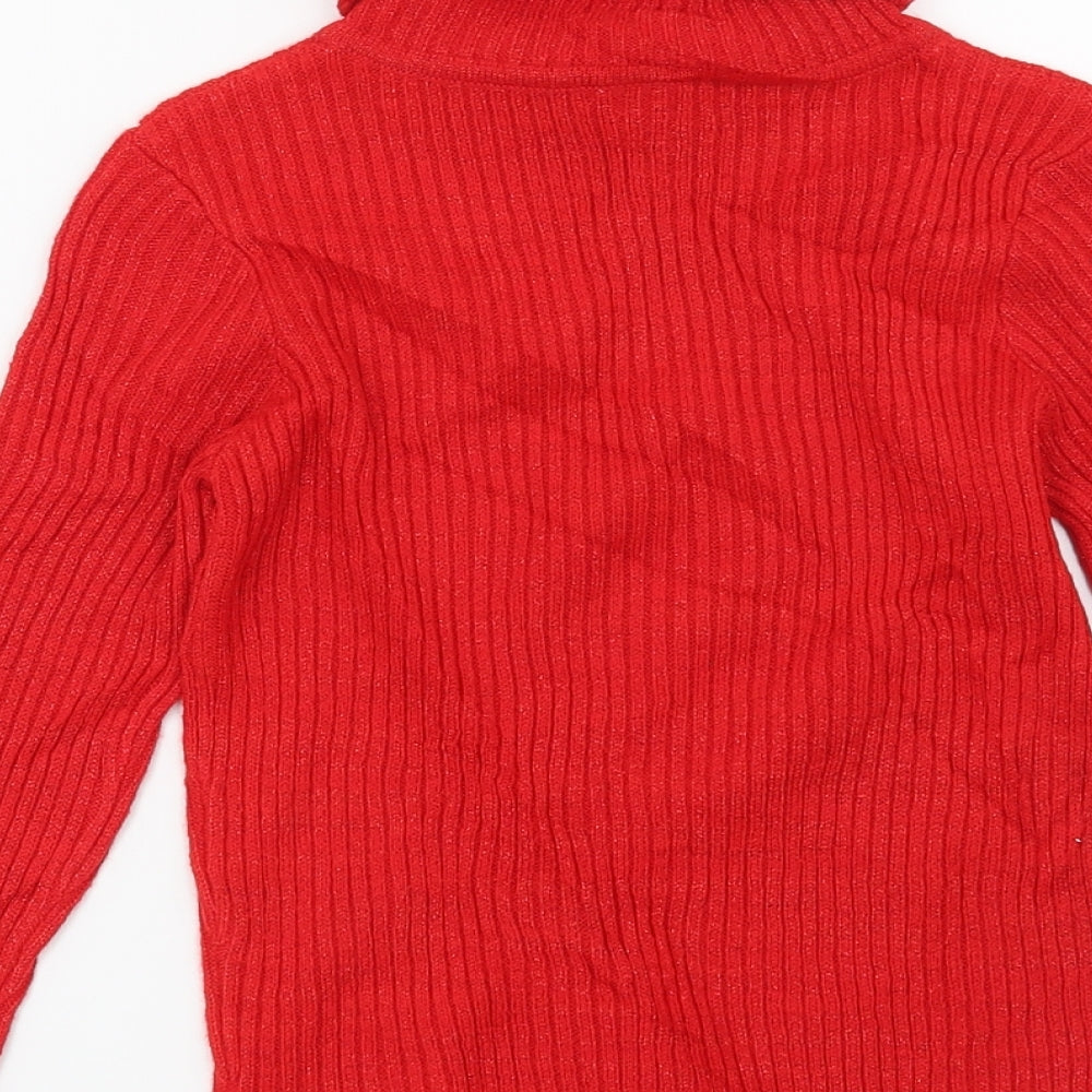 TU Girls Red Striped Pullover Jumper Size 6 Years