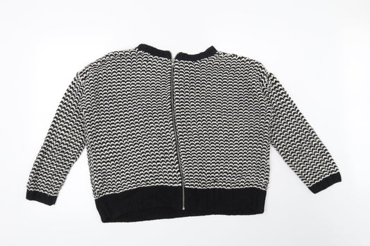 New Look Womens Black Geometric Pullover Jumper Size 12