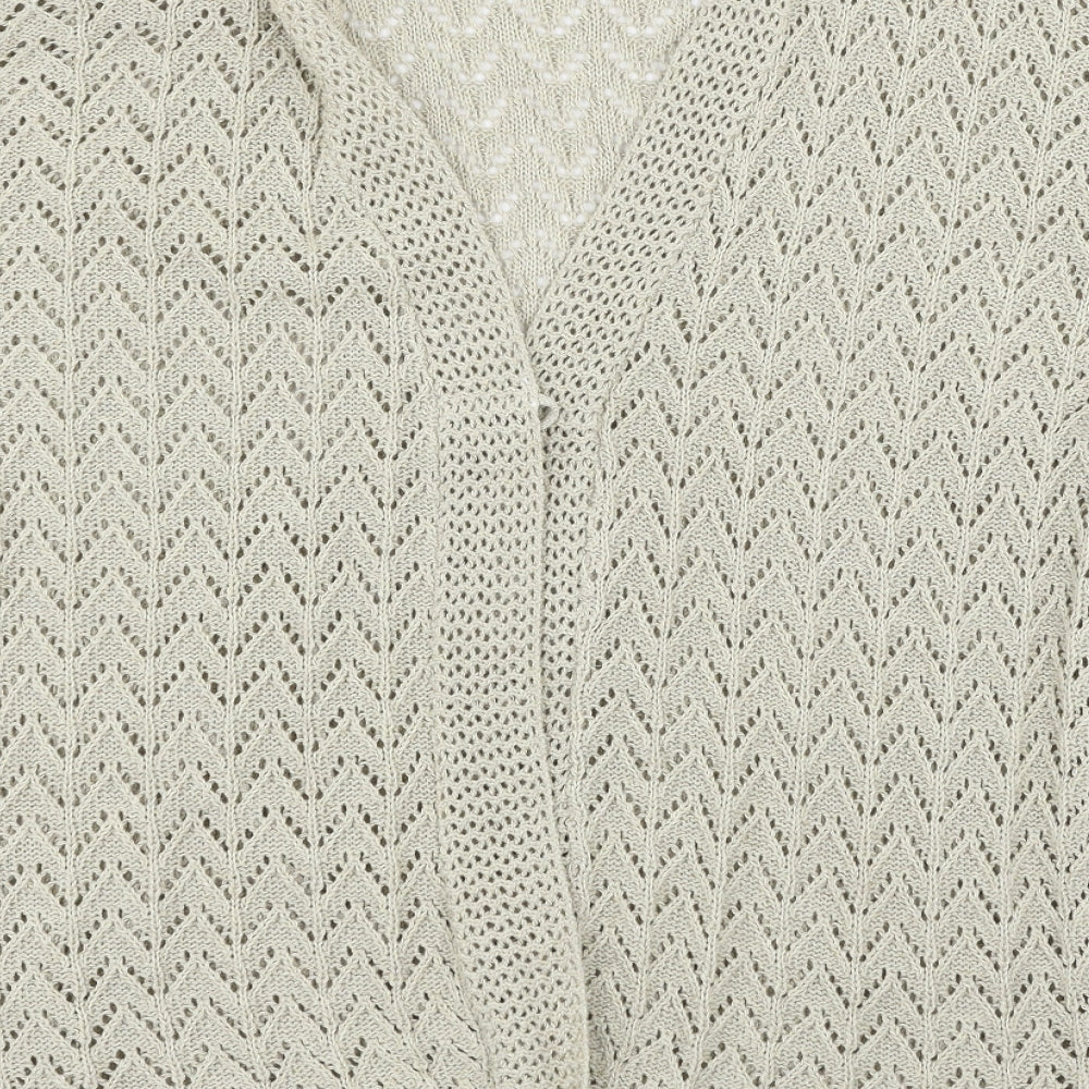 Brand and care label for Gazelle London women’s beige cardigan jumper, size 2XL