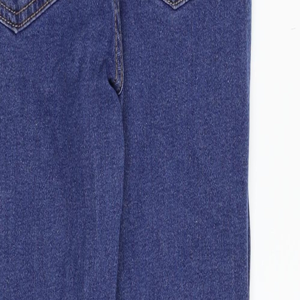Brand and care label for Marks & Spencer women’s blue denim skinny jeans, size UK 6, 27-inch leg
