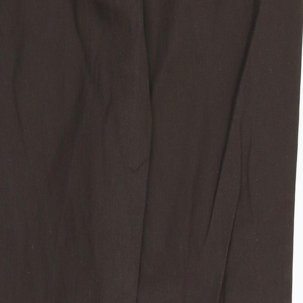 Brand and care label for UpFashion women’s brown trousers, size UK 12, 31-inch leg