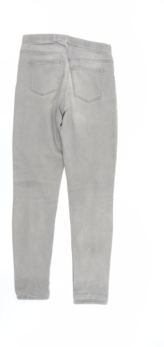 H&M Womens Grey Denim Straight Jeans Size 12 L28 in - Elastic Waist