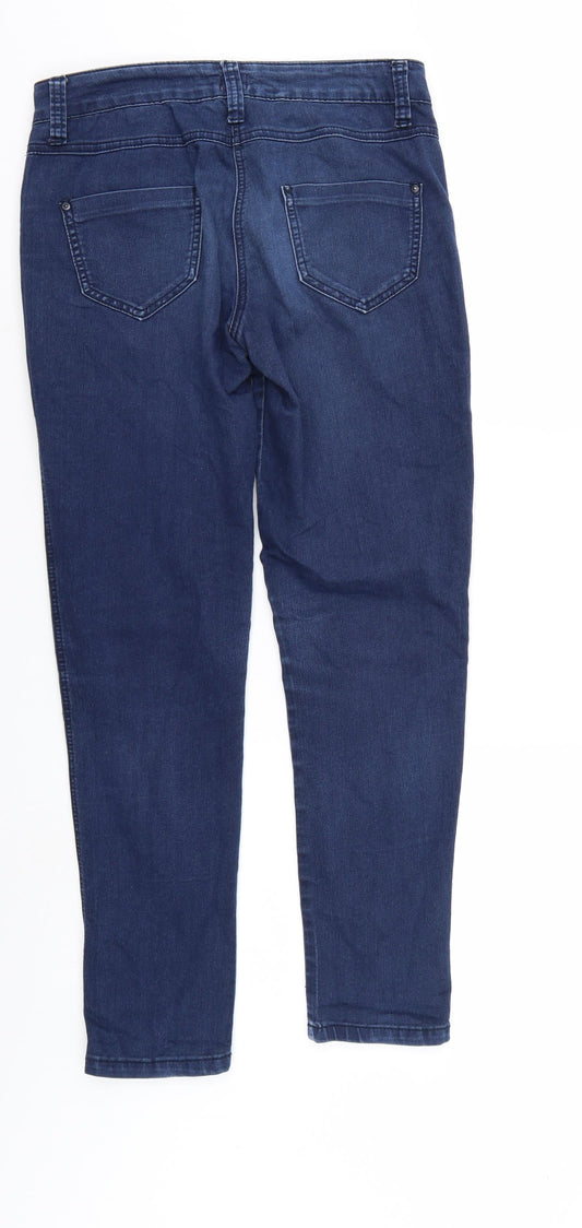 F&F Womens Blue Denim Straight Jeans Size 8 L27 in - e