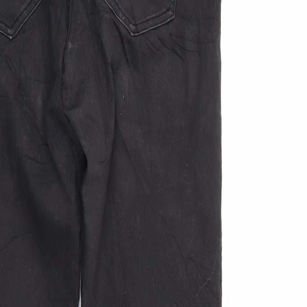Brand and care label for Diverse women’s black denim straight jeans, size UK 12, 29-inch leg