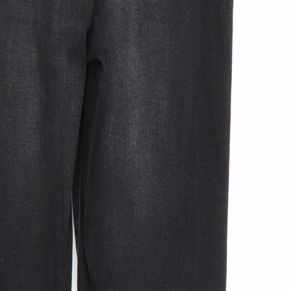 Brand and care label for Denim & Co. women’s black denim tapered jeans, size UK 10, 27-inch leg