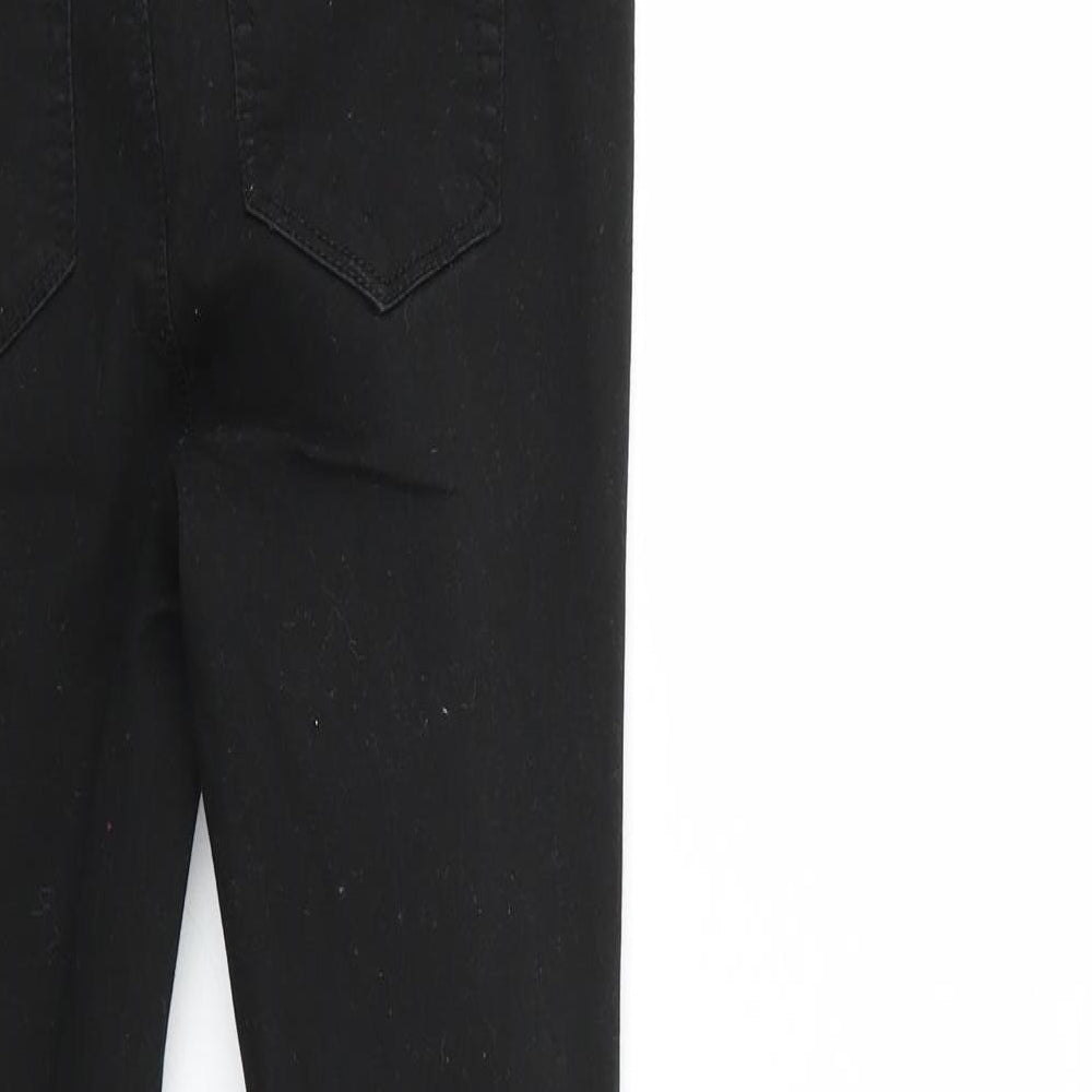 Brand and care label for Denim & Co. women’s black denim tapered jeans, size UK 10, 25-inch leg