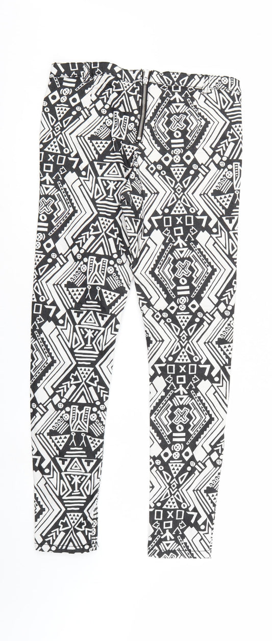 Divided Womens Multicoloured Geometric Denim Tapered Jeans Size 10 L28 in