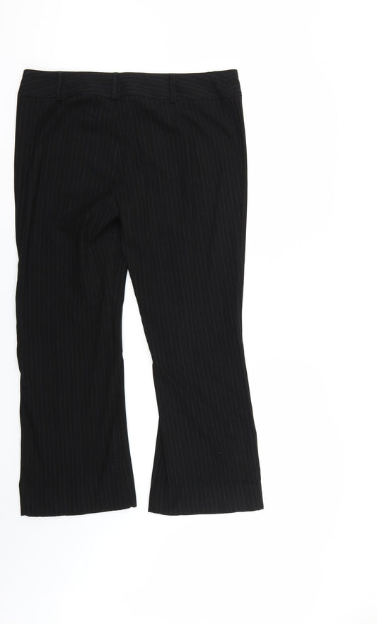 Marks & Spencer` Womens Black Striped Trousers Size 18 L26 in