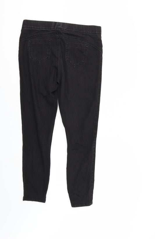 Denim & Co. Womens Black Denim Straight Jeans Size 14 L27 in