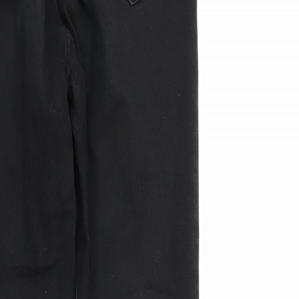 Brand and care label for Toxik3 women’s black denim straight jeans, size UK 6, 31-inch leg