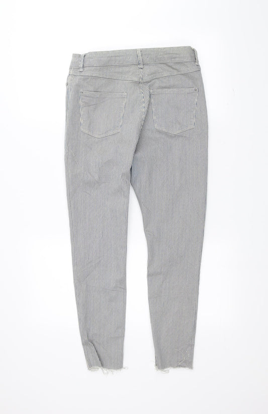 Marks and Spencer Womens White Striped Skinny Jeans Size 10 L25 in