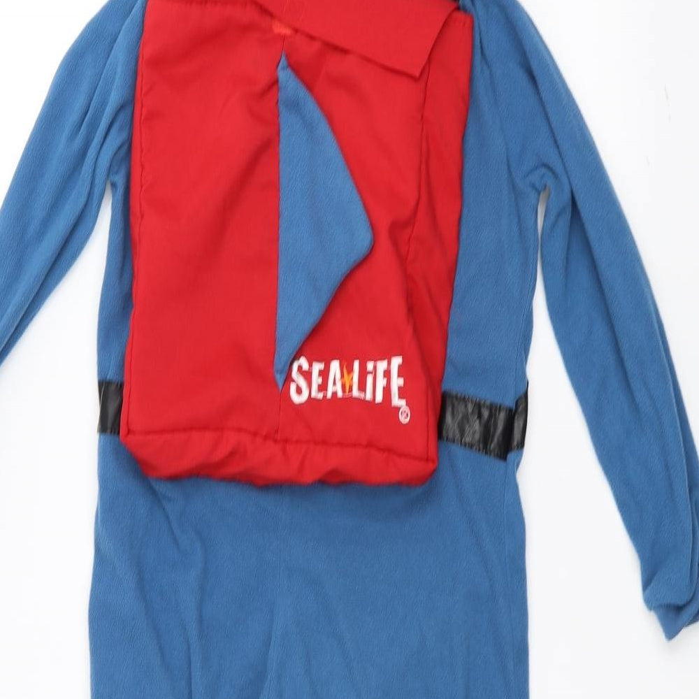 Preworn Girls Blue Solid Top One Piece Size 5-6 Years - sealife