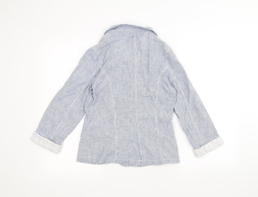 M&Co Womens Blue Striped Jacket Size 8