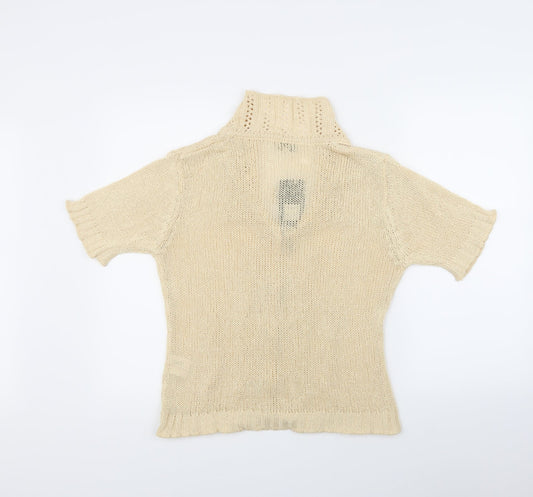Anne Smith Womens Beige Cardigan Jumper Size L - Leaf details on poppers