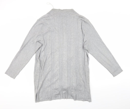 BM Collection Womens Grey Striped Cardigan Jumper Size XL