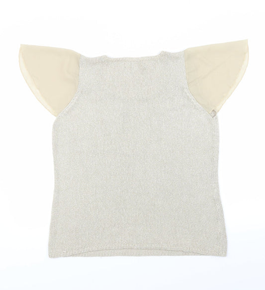 Wardrobe Essentials Womens Beige Basic Tank Size 12 - Sheer Sleeves