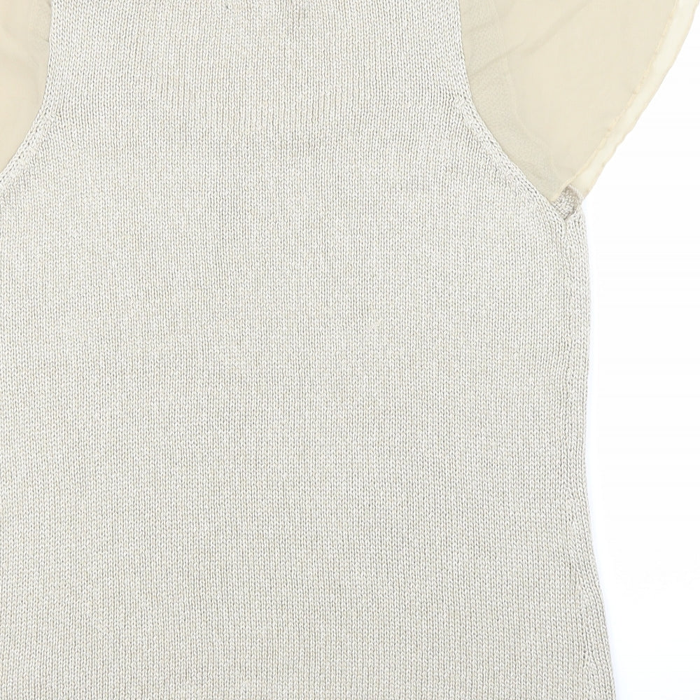 Wardrobe Essentials Womens Beige Basic Tank Size 12 - Sheer Sleeves