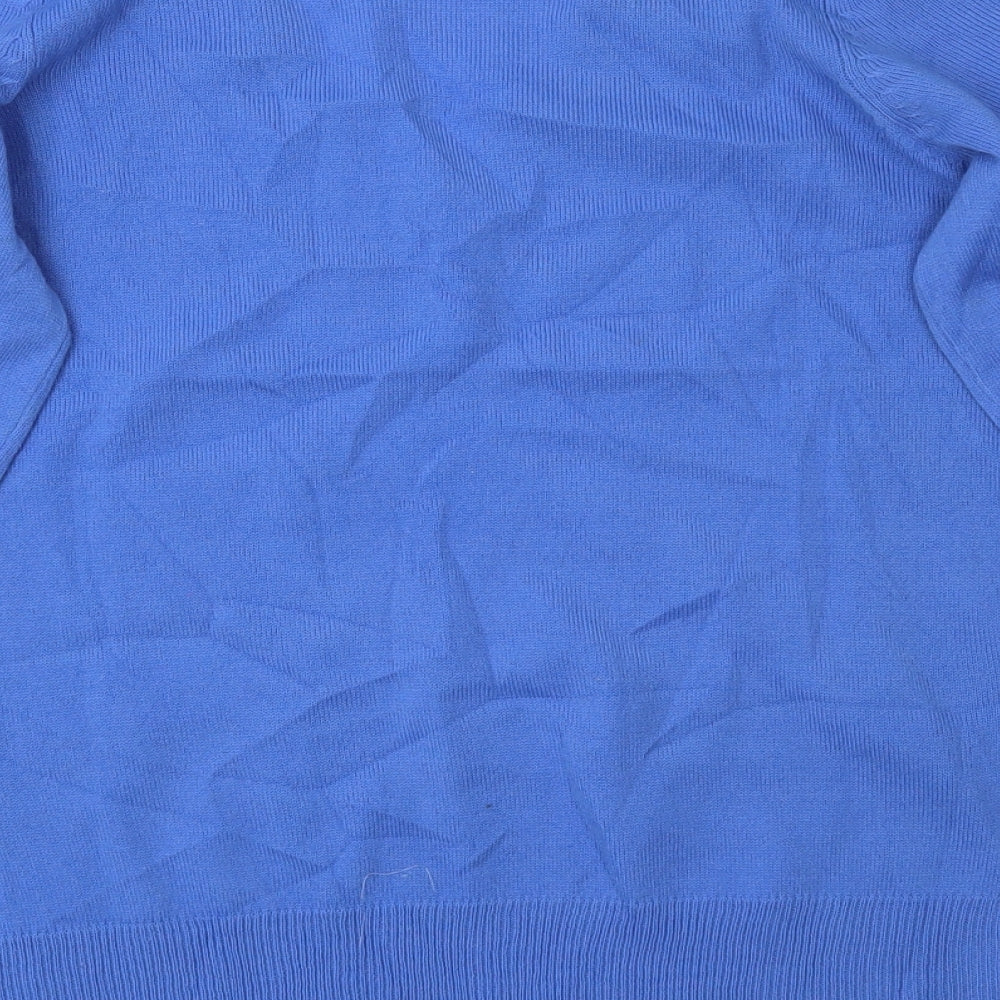 Brand and care label for F&F women’s blue jumper, size M