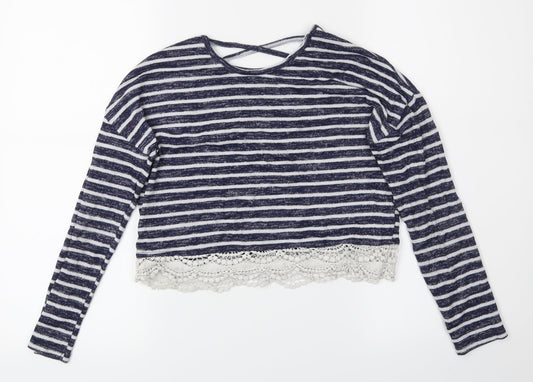 YD Girls Blue Striped Basic Blouse Size 10-11 Years