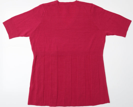 Note Womens Pink Basic T-Shirt Size 12