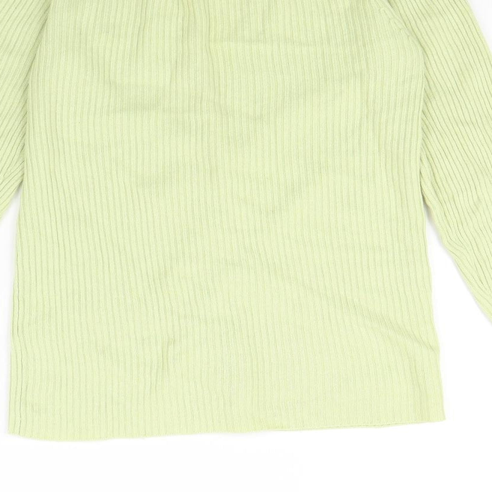 Brand and care label for Floreal boutique women’s green cardigan jumper, size M