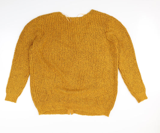 Papaya Womens Gold Cardigan Jumper Size L