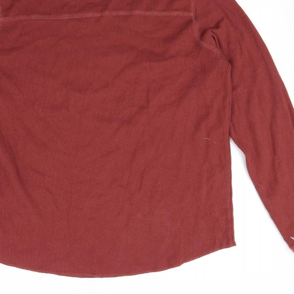 Brand and care label for Bershka men’s red jumper, size M