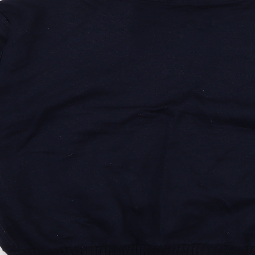 Brand and care label for Casual girls’ blue cardigan jumper, size 9-10, years