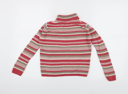 TU Girls Pink Striped Pullover Jumper Size 8 Years