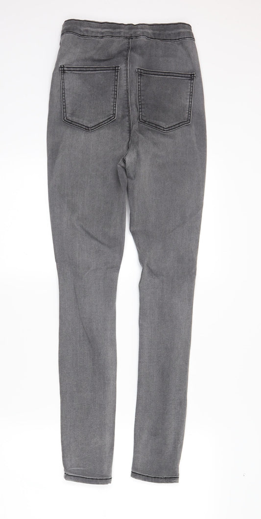 PRETTYLITTLETHING Womens Grey Denim Skinny Jeans Size 8 L28 in