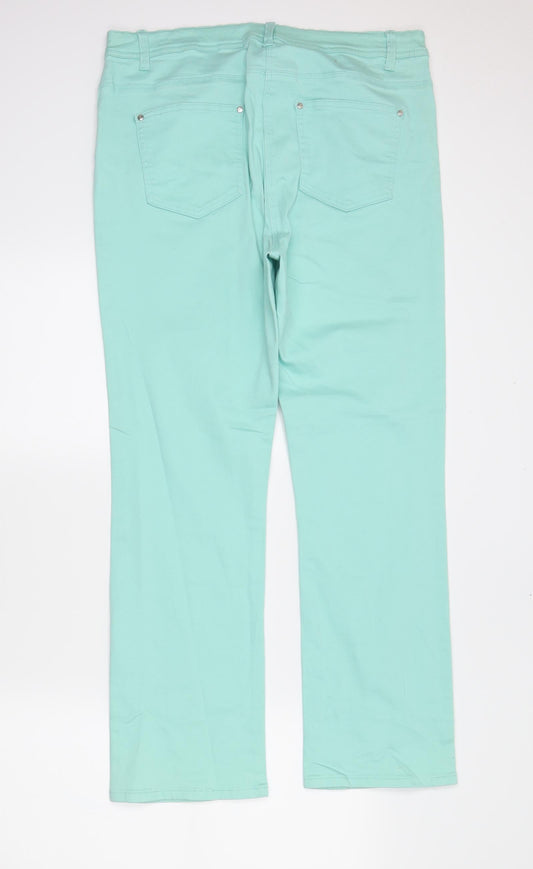 CC Womens Green Denim Straight Jeans Size 16 L28 in