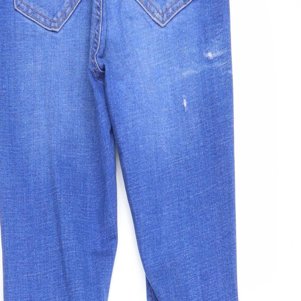 Brand and care label for DenimCo women’s blue denim skinny jeans, size UK 8, 28-inch leg