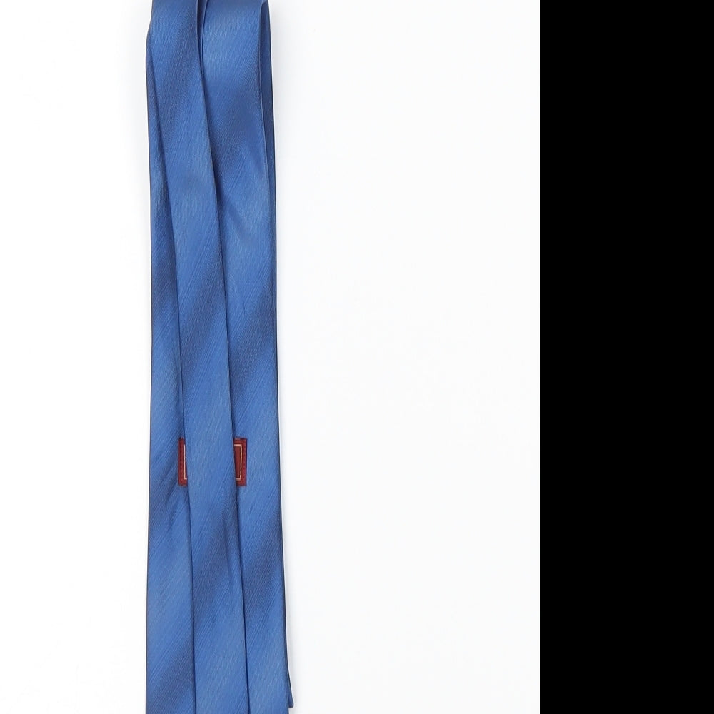 Brand and care label for Burton men’s blue striped pointed tie one size