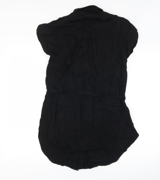 Marks and Spencer Womens Black Basic Button-Up Size 8 - longline