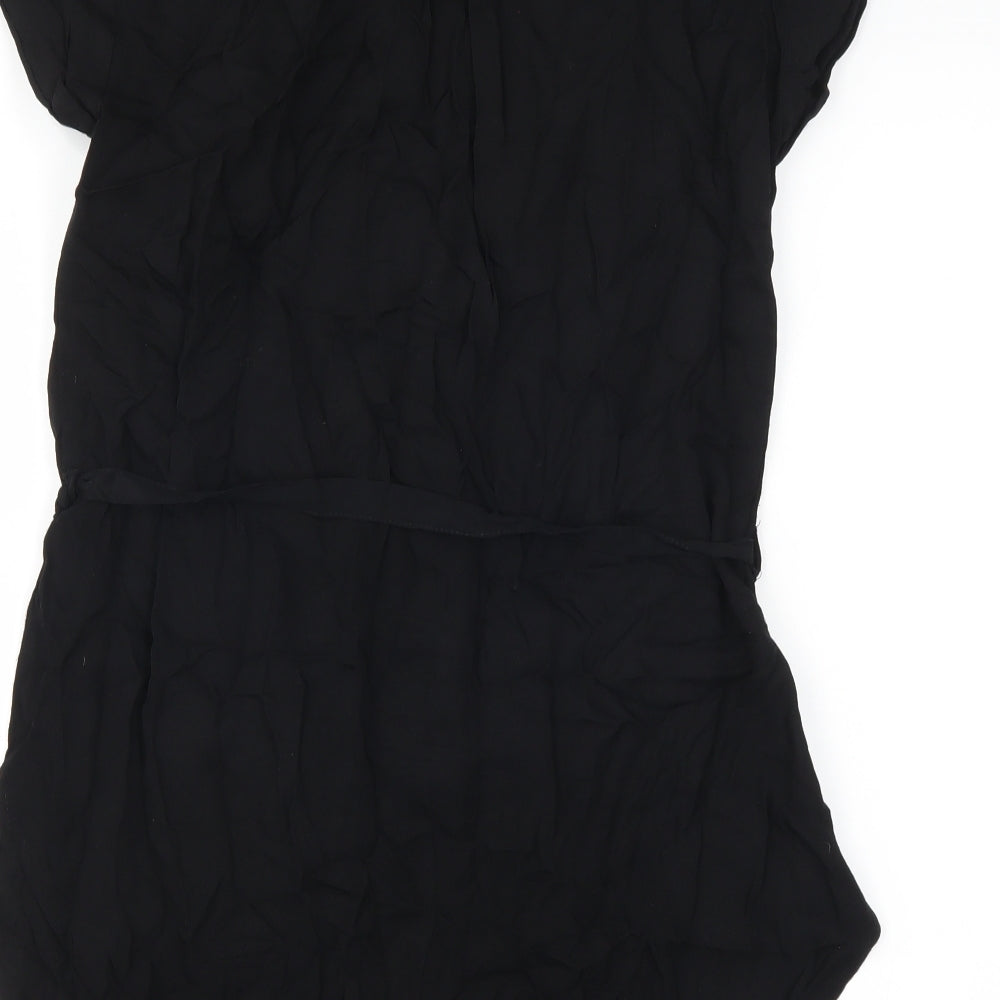 Marks and Spencer Womens Black Basic Button-Up Size 8 - longline