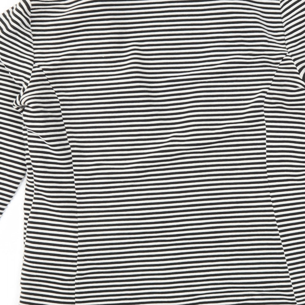 Brand and care label for Papaya women’s black striped jacket blazer, size UK 10