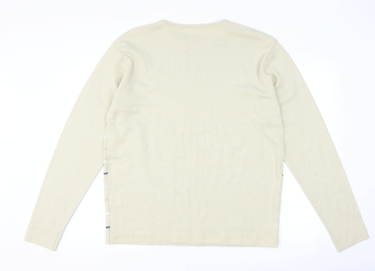 Refind Mens Beige Striped Pullover Jumper Size XL