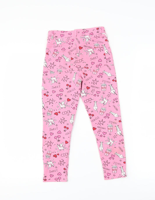Matalan Girls Pink Chino Trousers Size 7 Years - unicorn