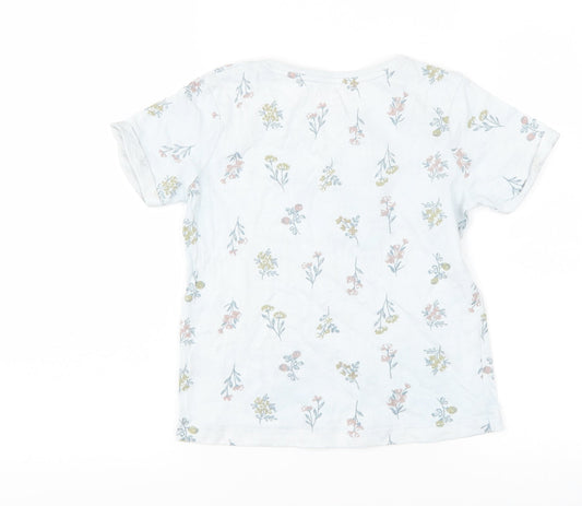 Primark Girls Blue Floral Basic T-Shirt Size 7-8 Years - slogan