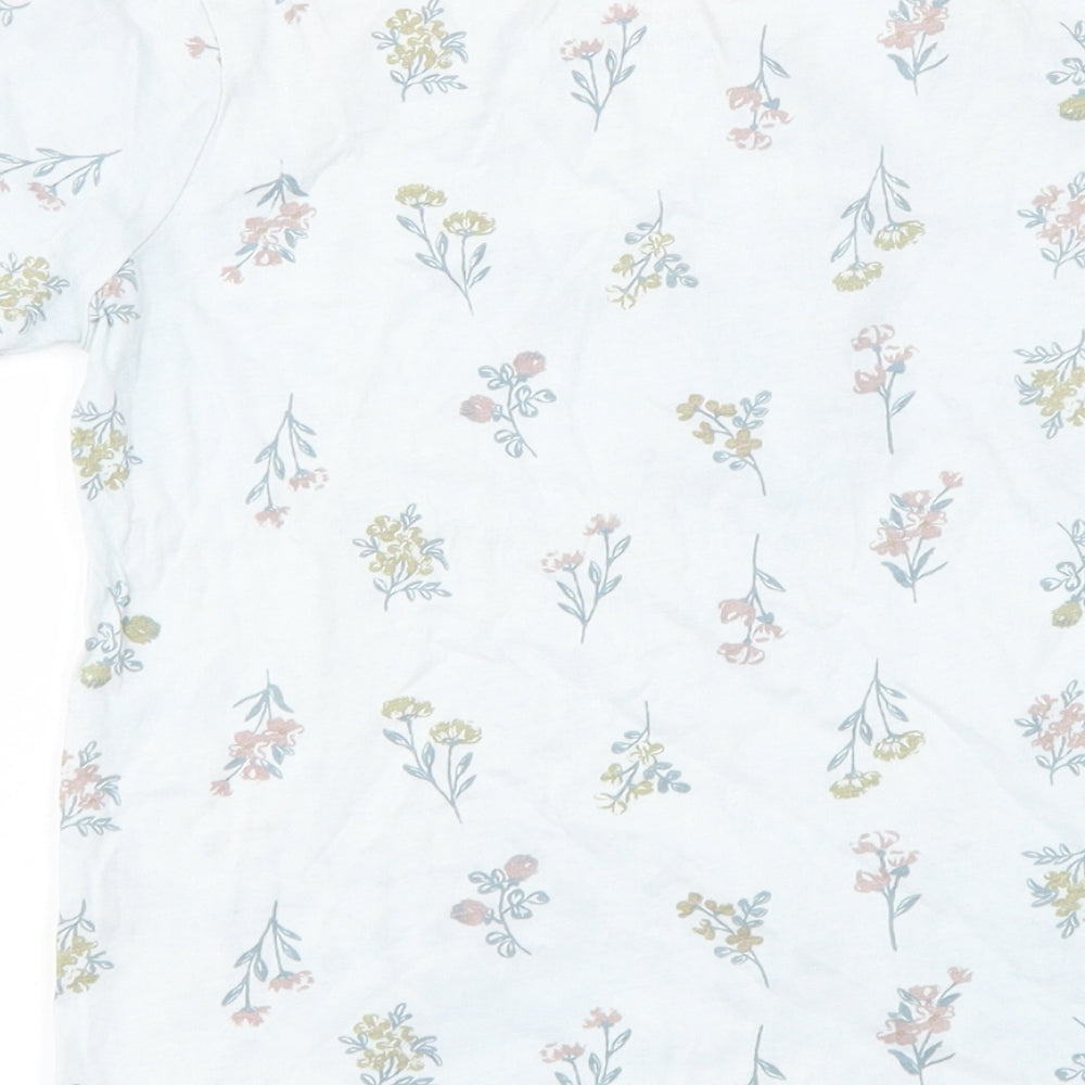 Primark Girls Blue Floral Basic T-Shirt Size 7-8 Years - slogan